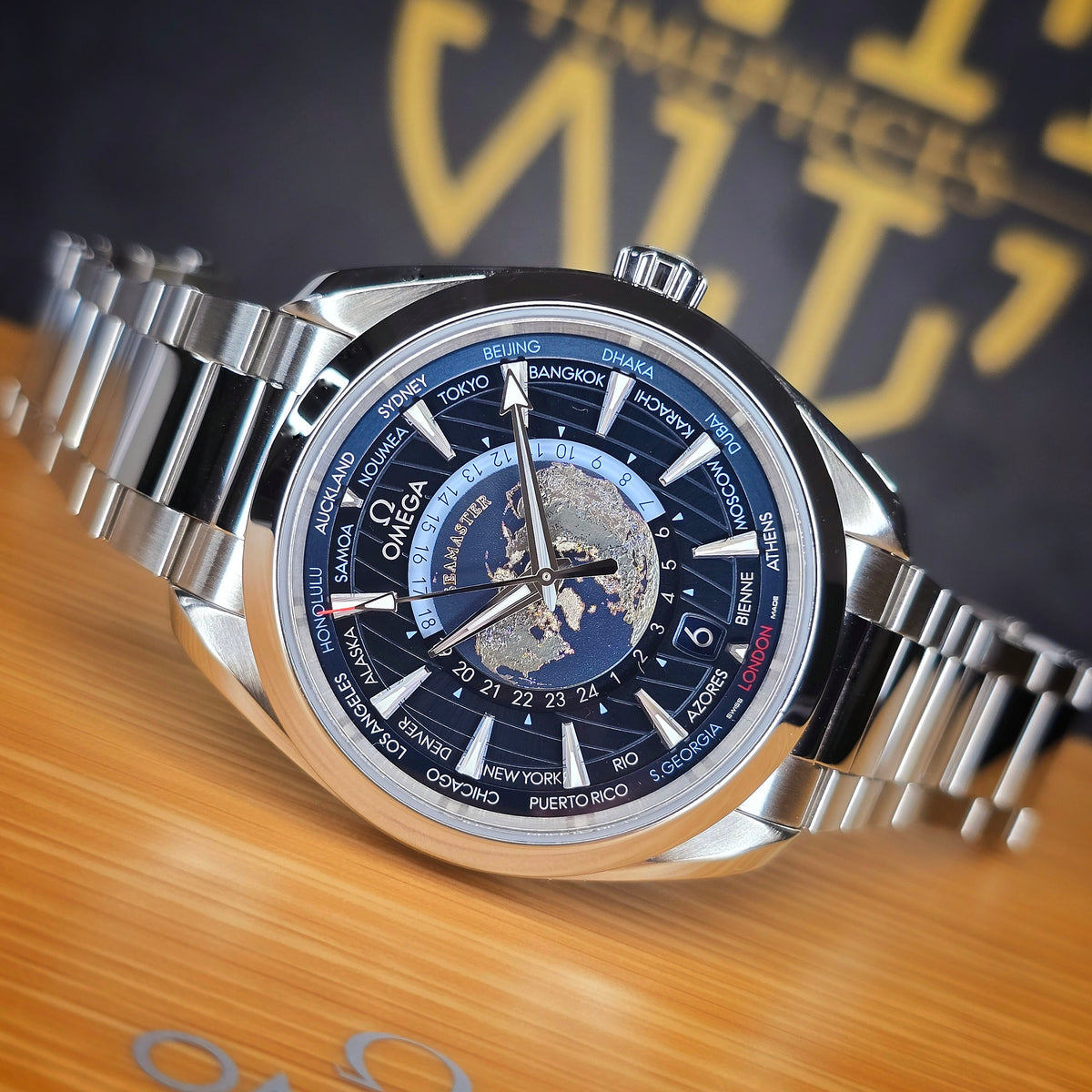 Omega Seamaster Aqua Terra Worldtimer front view