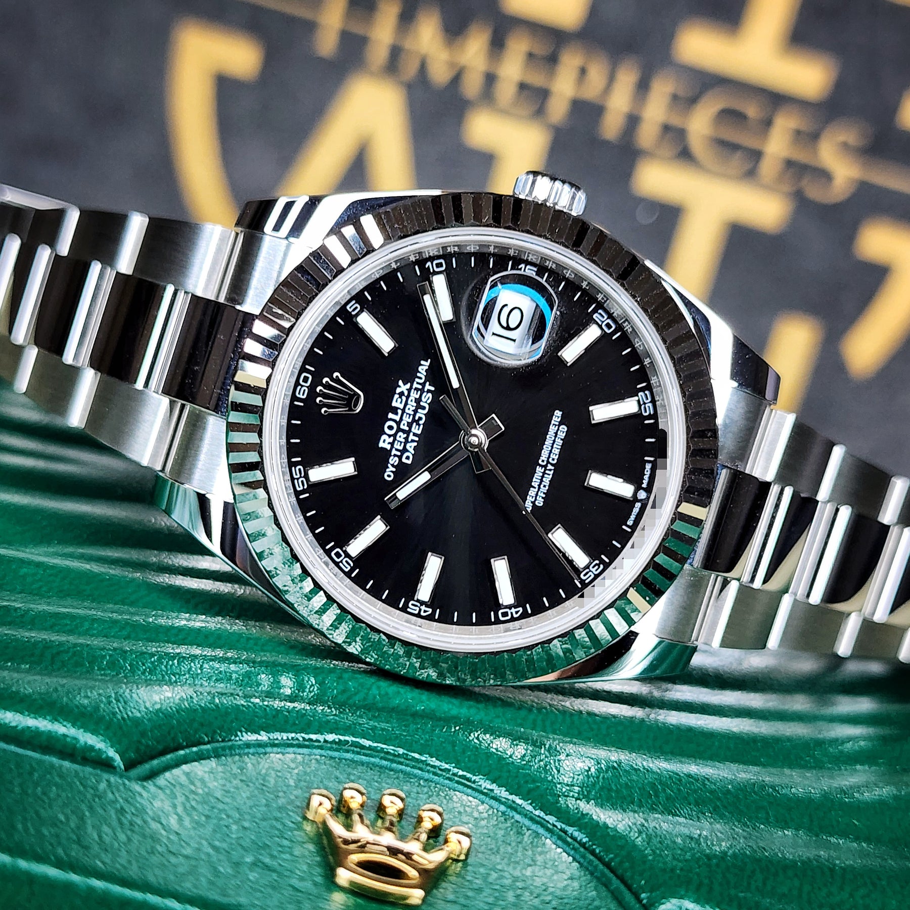 Rolex Datejust Bright Black Dial 136334 front view