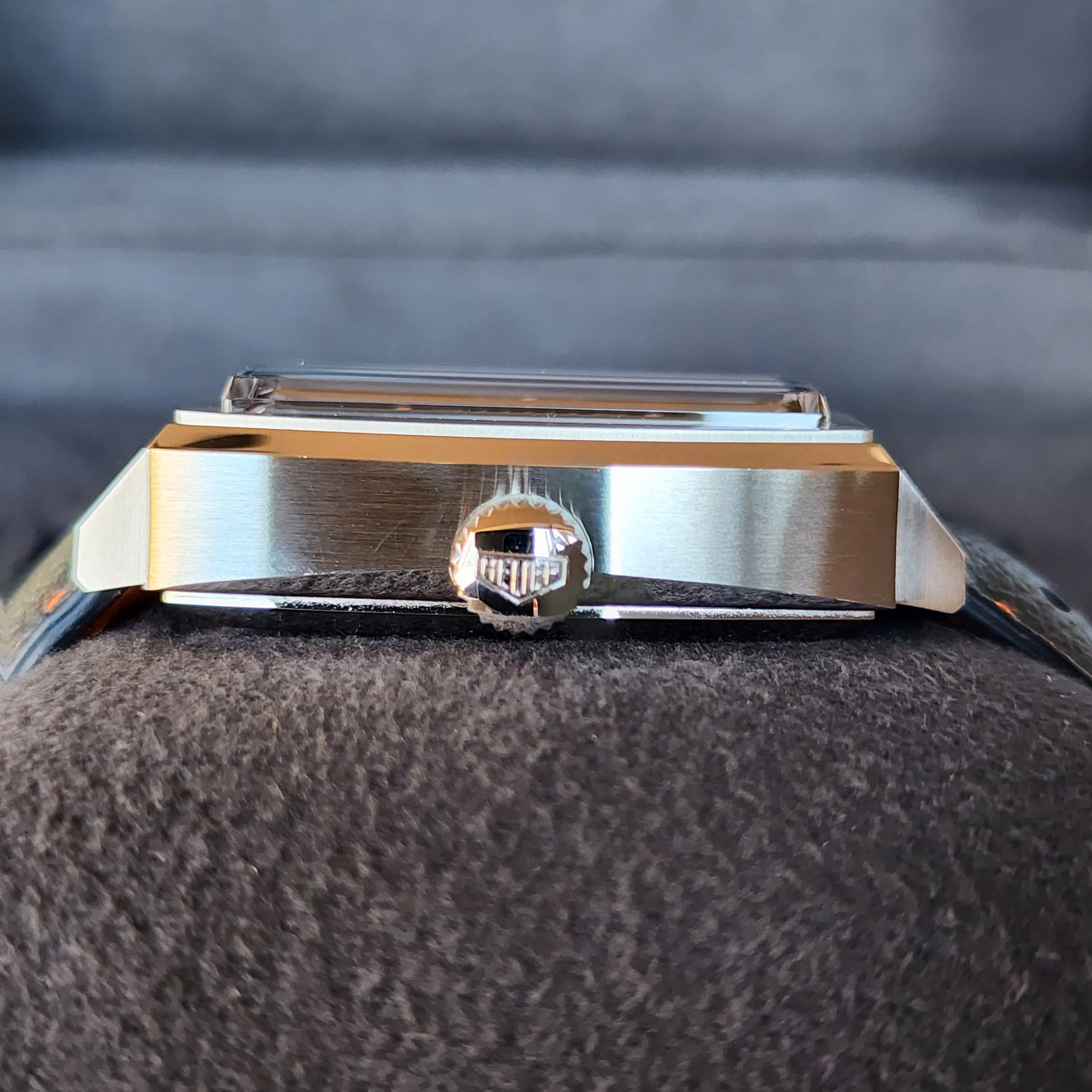 Tag Heuer Monaco Gulf CAW211R side profile view