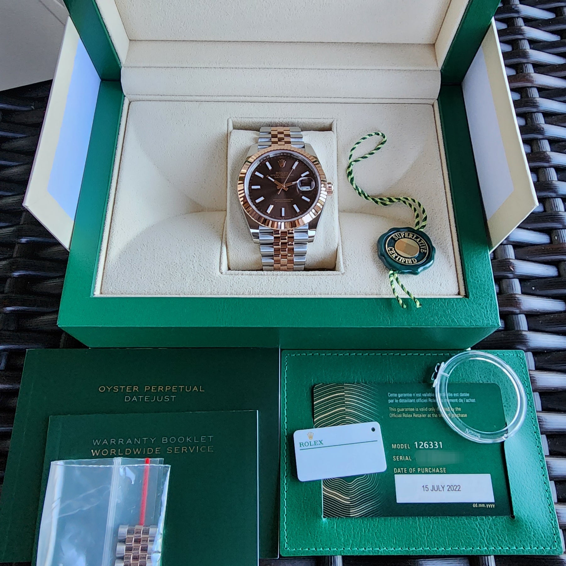 Rolex Datejust 41mm Chocolate 126334 full set view
