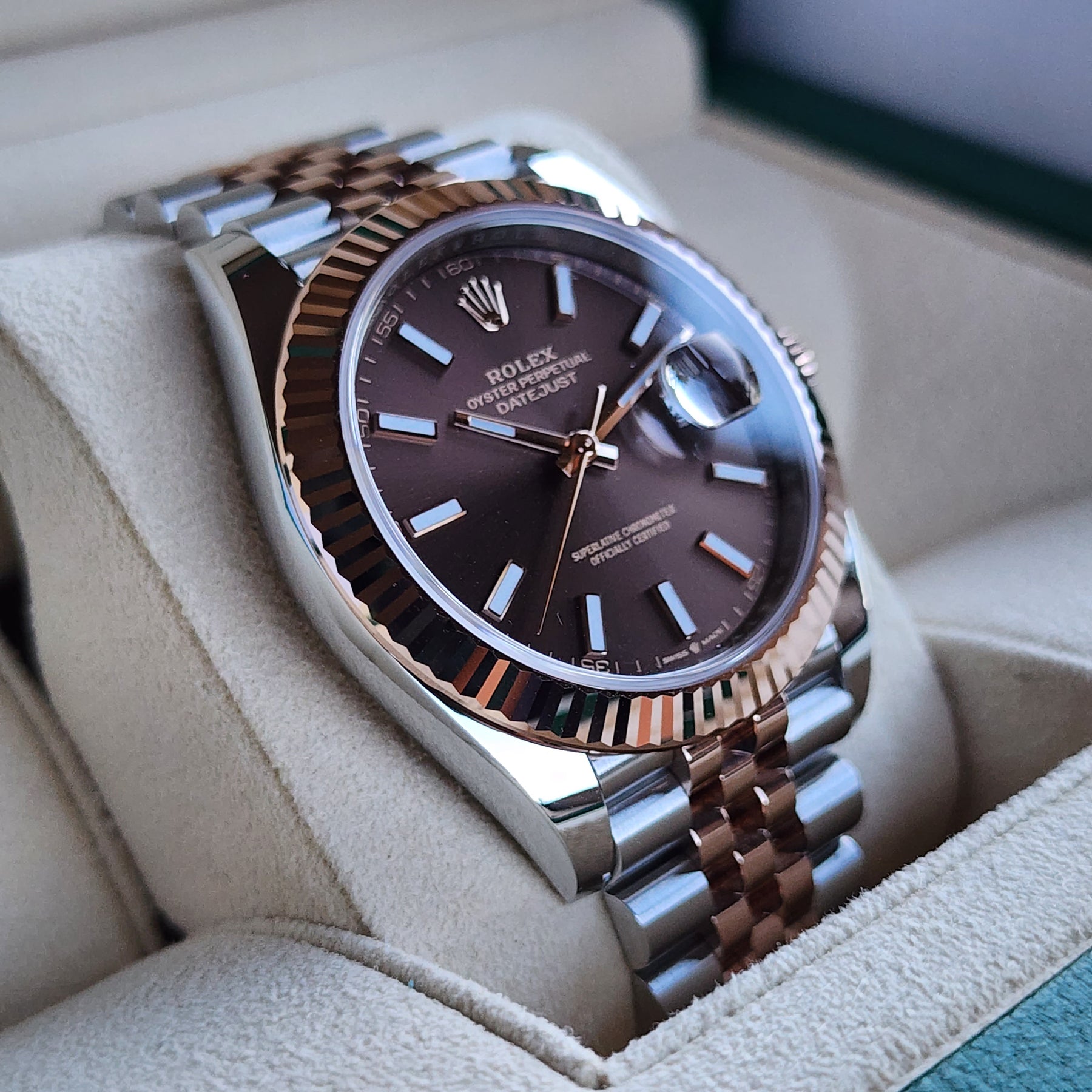 Rolex Datejust 41mm Chocolate 126334 left side view