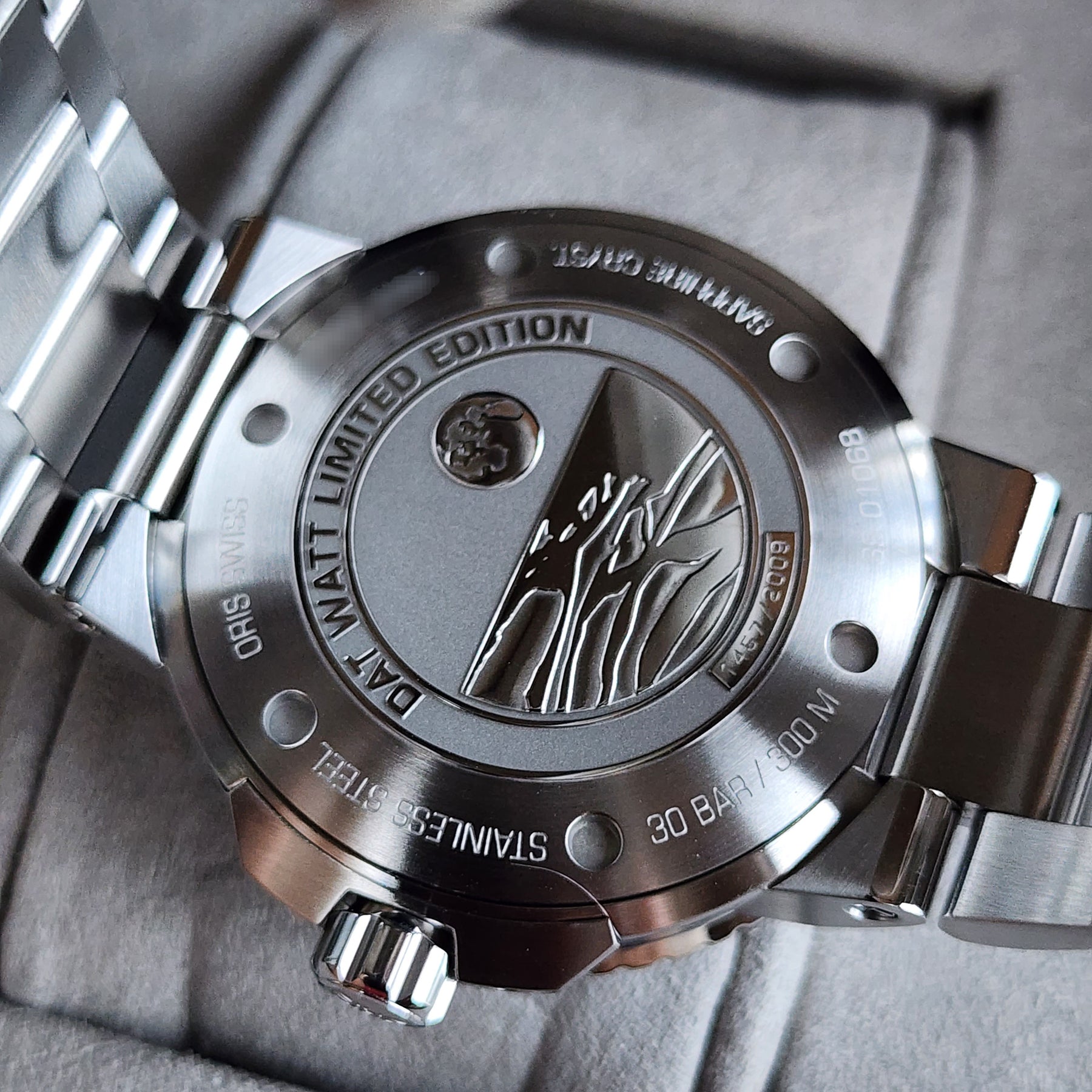 Oris Aquis Dat Watt 45.5mm caseback view