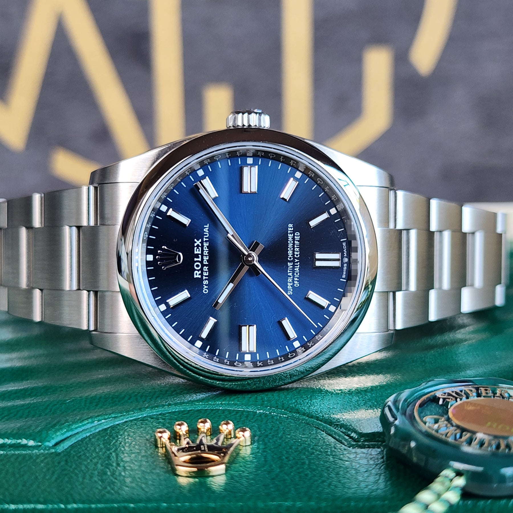 Rolex Oyster Perpetua 126000 Blue Dial front view