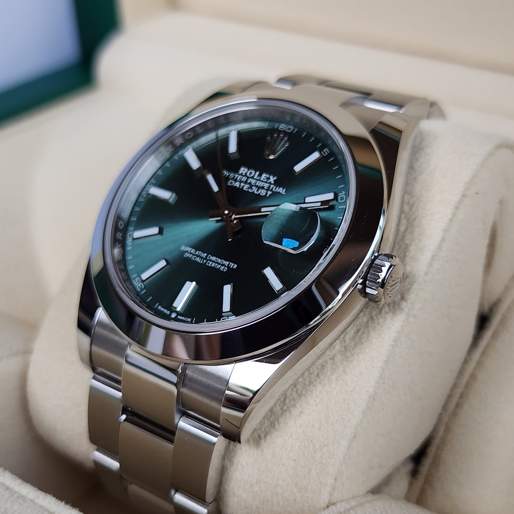 Rolex Datejust Mint Green 126300 right side view