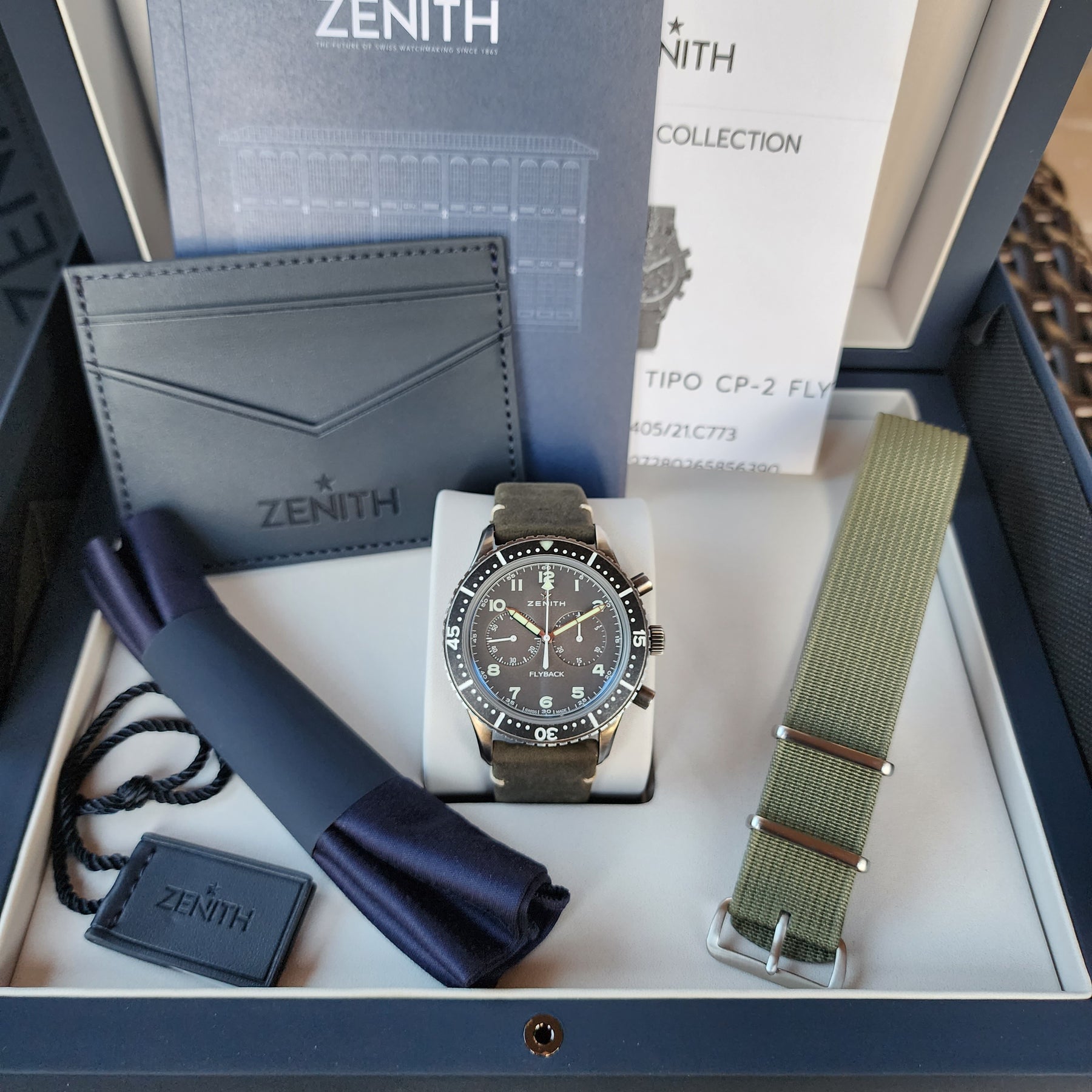 Zenith El Primero Pilot Chronometro Tipo CP-2 full set view