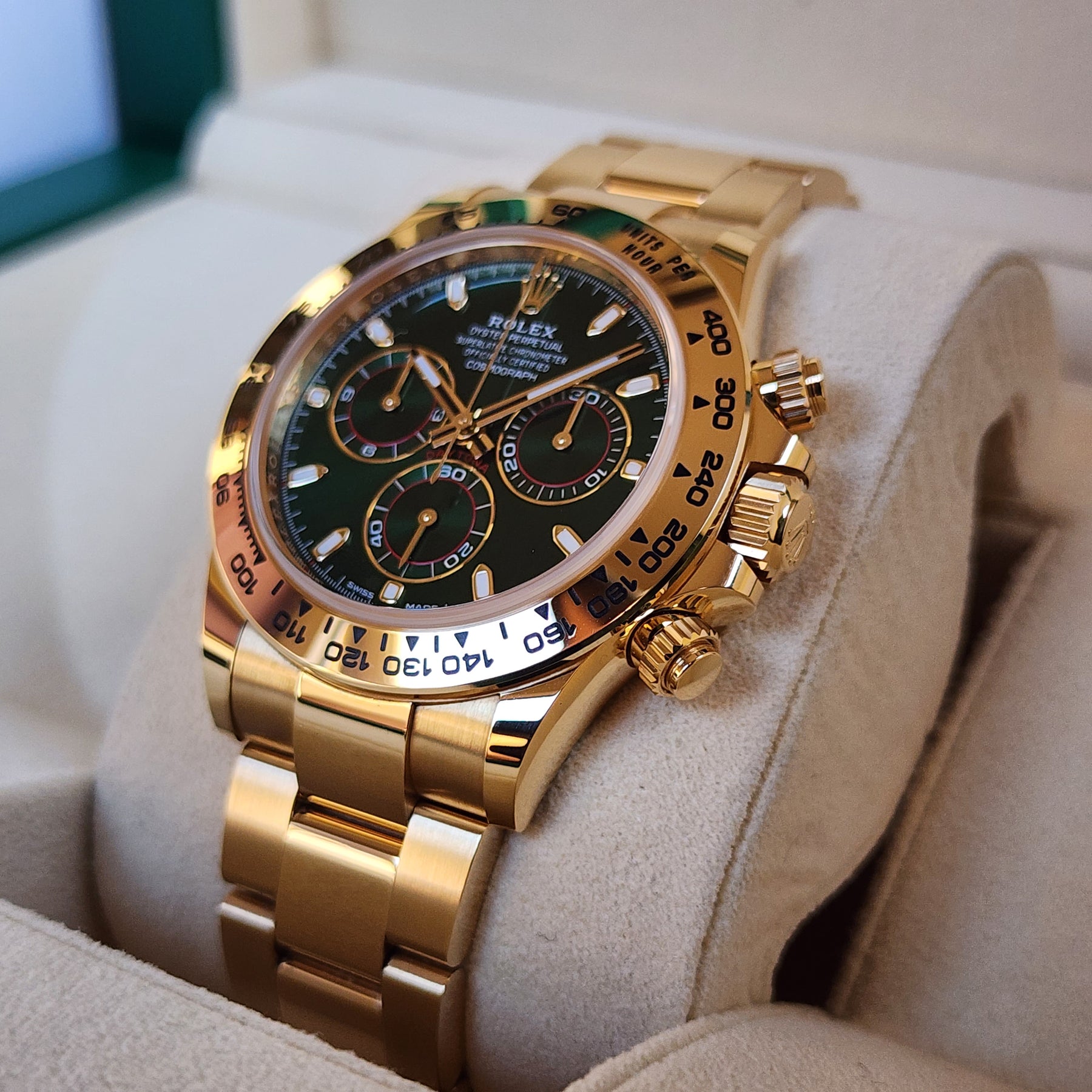 Rolex Daytona Yellow Gold Green Dial John Mayer 116508 right view