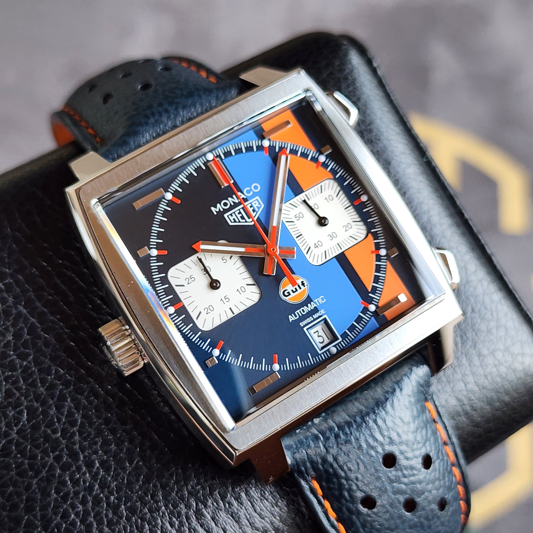 Tag Heuer Monaco Gulf CAW211R front view