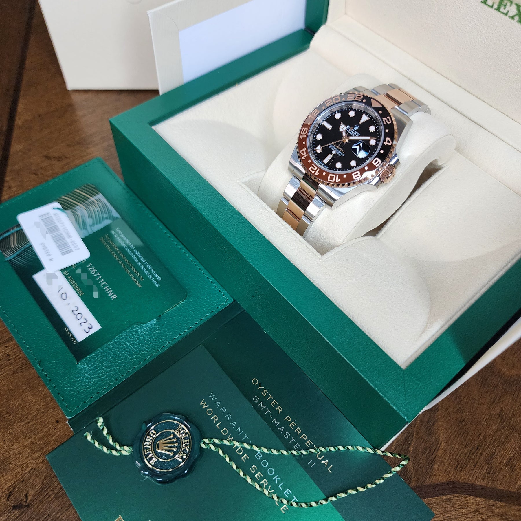 Rolex GMT-Master II 126711CHNR Rootbeer full set view
