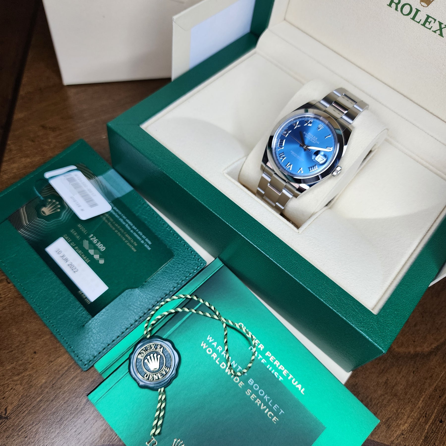 Rolex Datejust Azzurro-Blue full set view