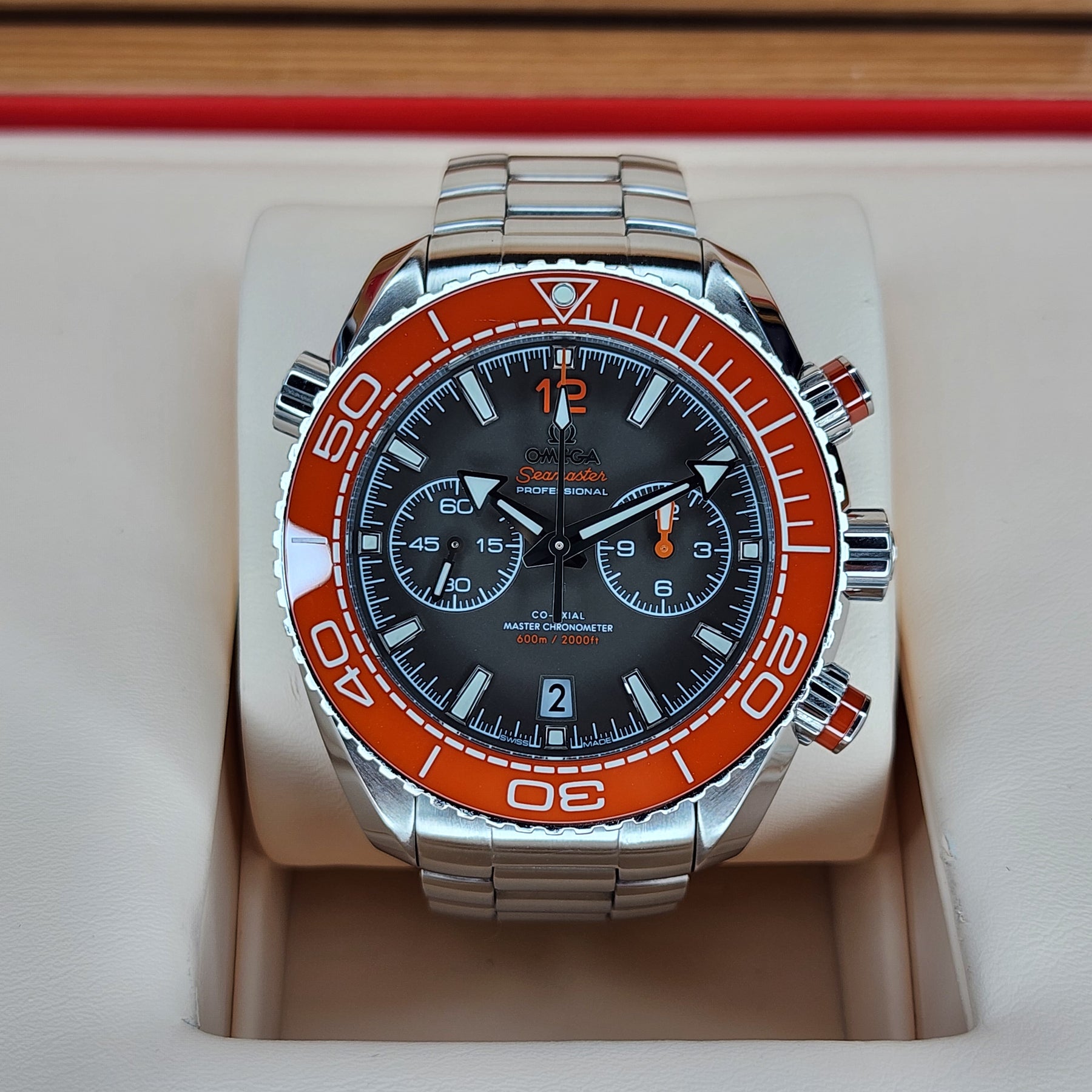 Omega Seamaster Planet Ocean 45.5mm dial view