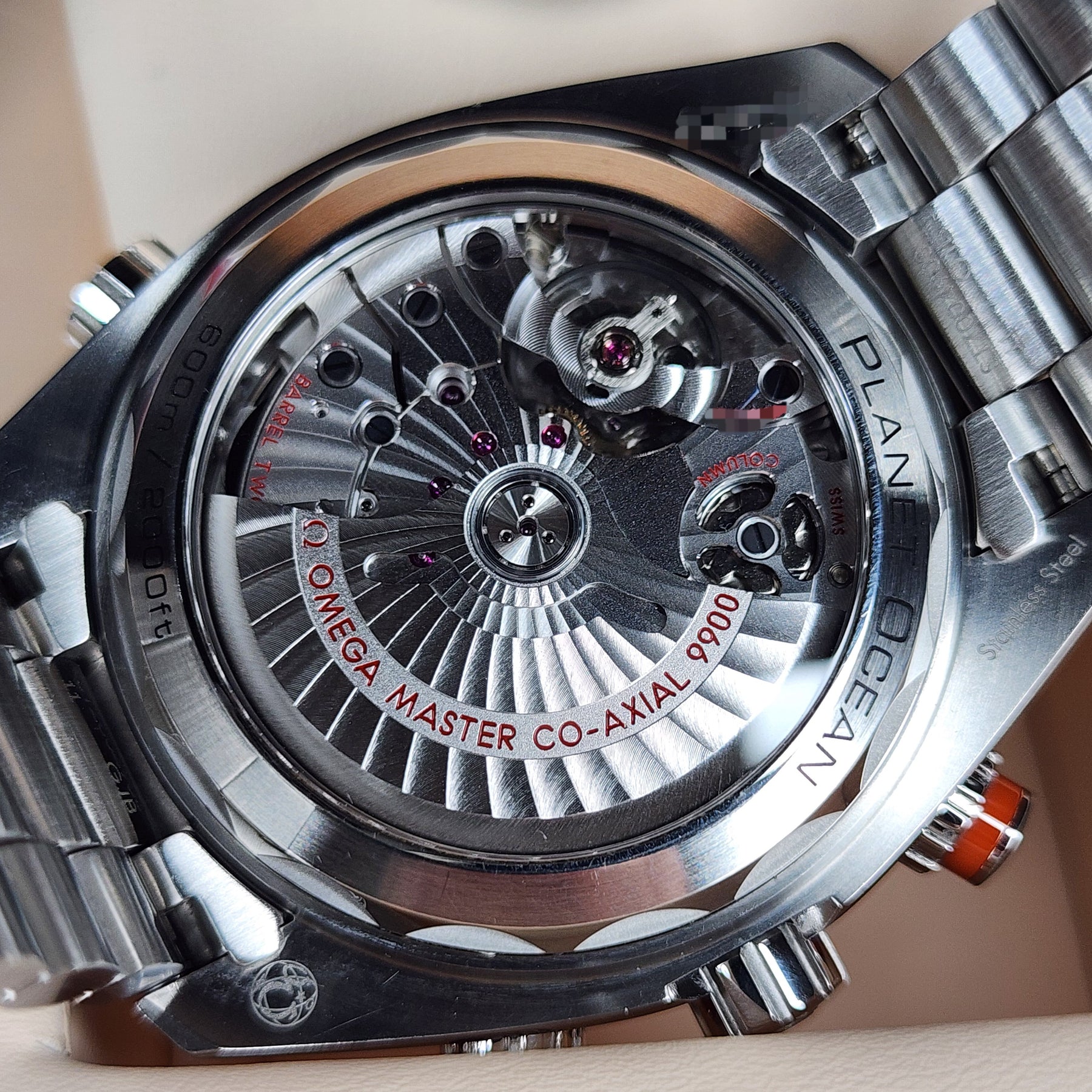 Omega Seamaster Planet Ocean 45.5mm caseback view