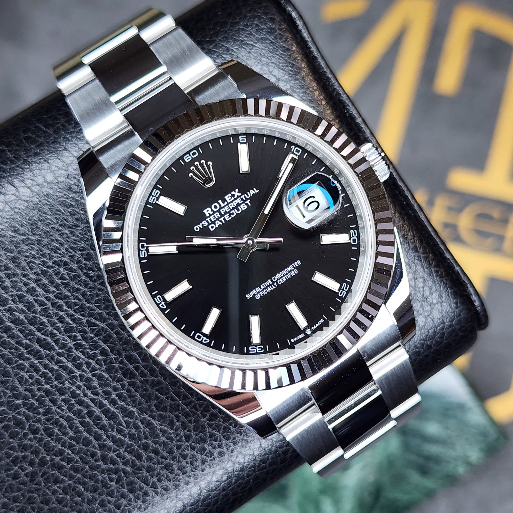 Rolex Datejust Bright Black Dial 136334 front view