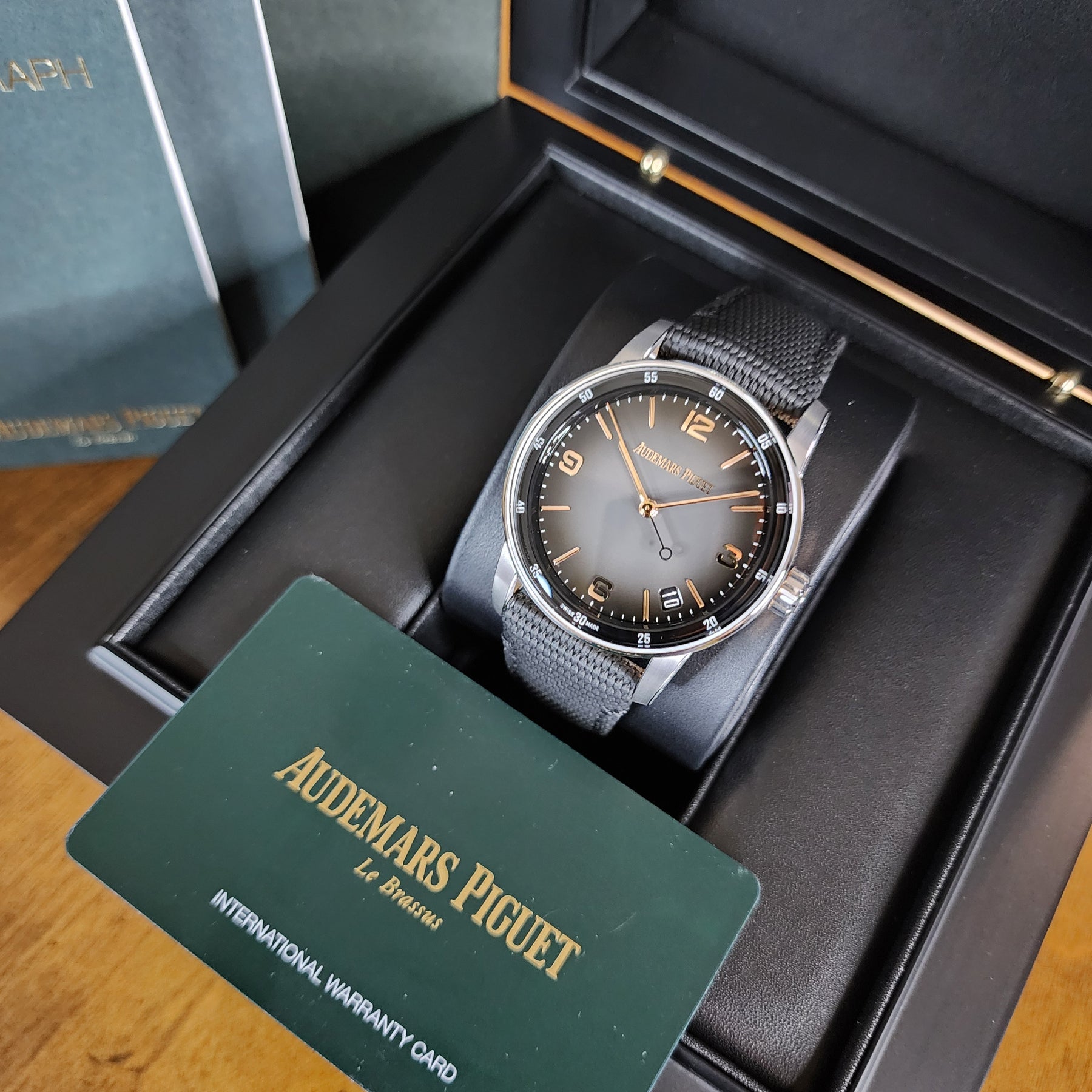 Audemars Piguet Code 11.59 grey smoke dial full set view