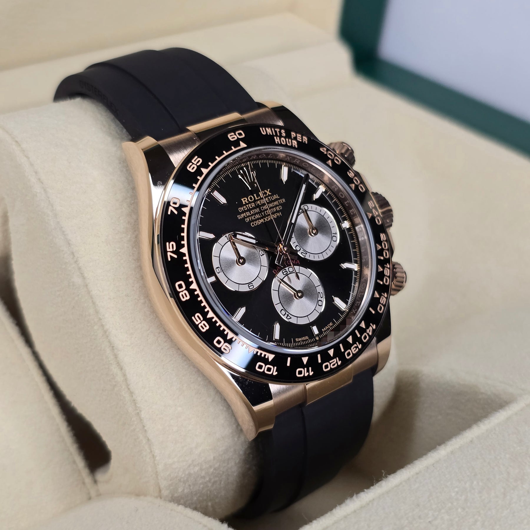 Rolex Cosmograph Daytona 126515LN front view case, bezel view