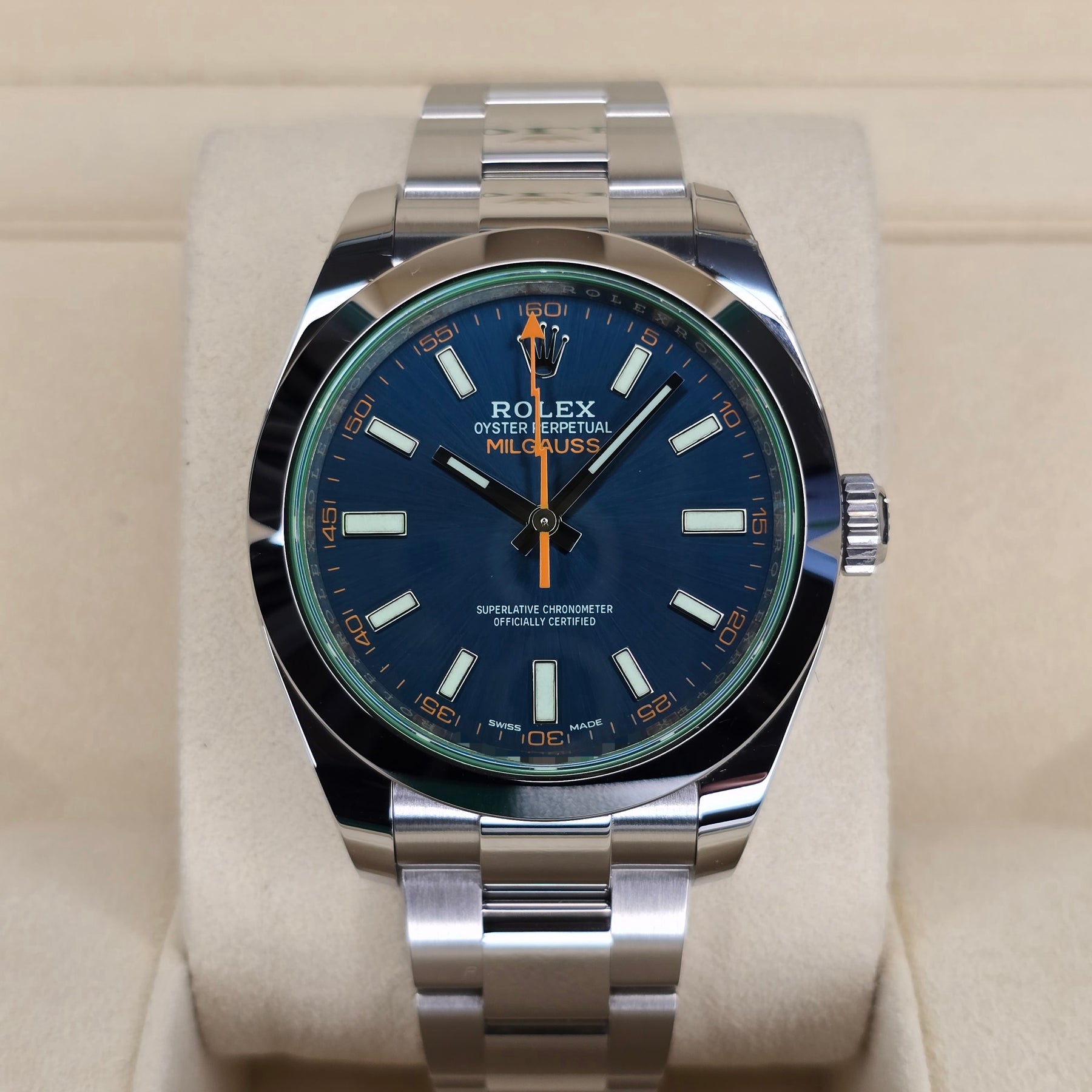Rolex Milgauss Z-Blue 116400GV front view