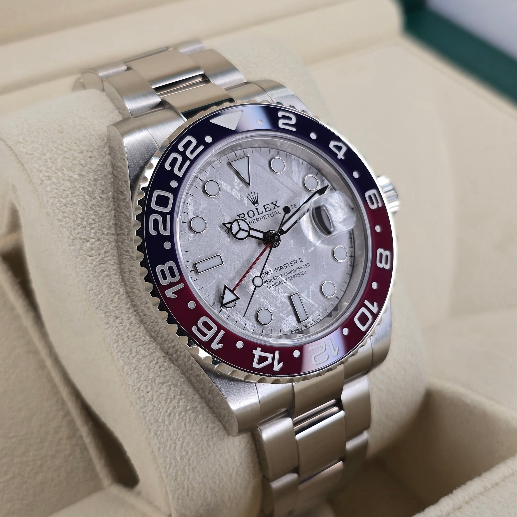 Rolex GMT-Master II 126719BLRO Meteorite left side case view