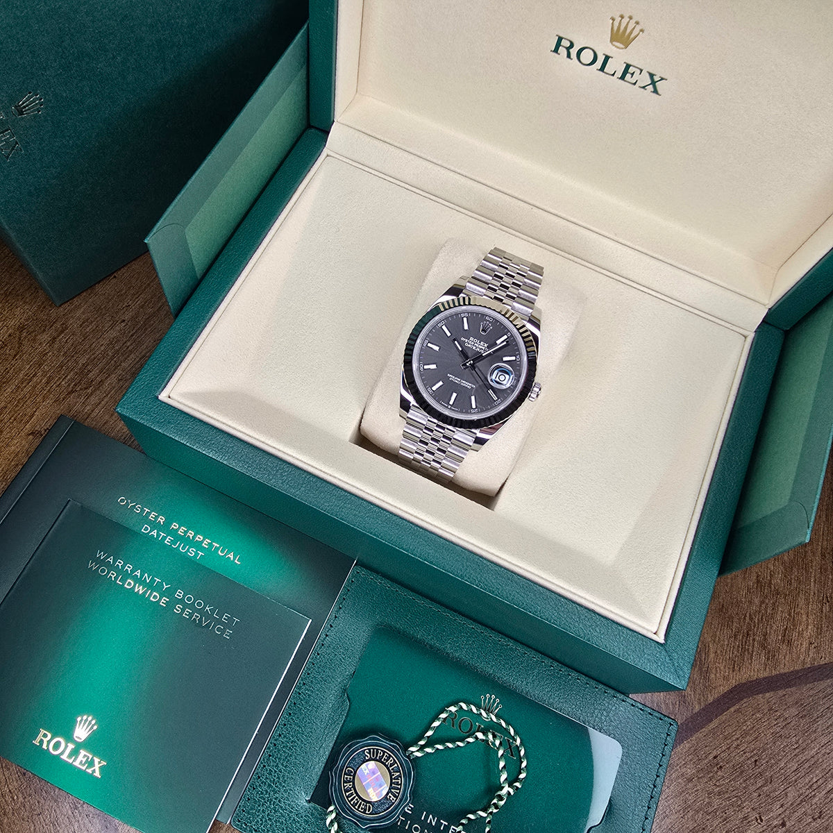 Rolex Datejust Slate Index 126334 full set view
