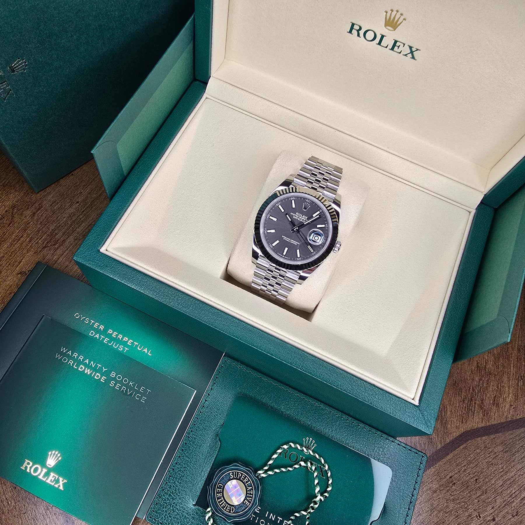 Rolex Datejust Slate Index 126334 full set view