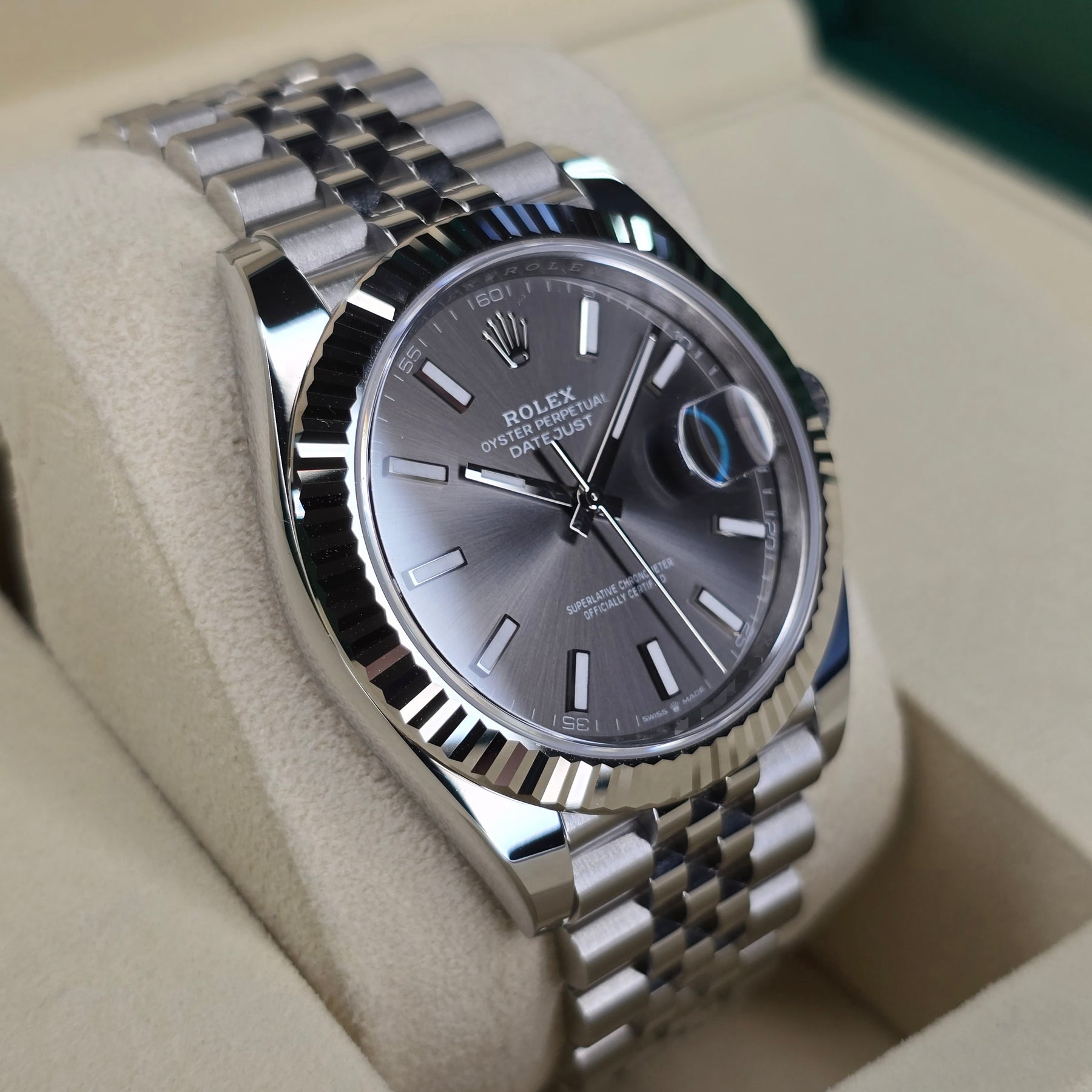 Rolex Datejust Slate Index 126334 left side case view