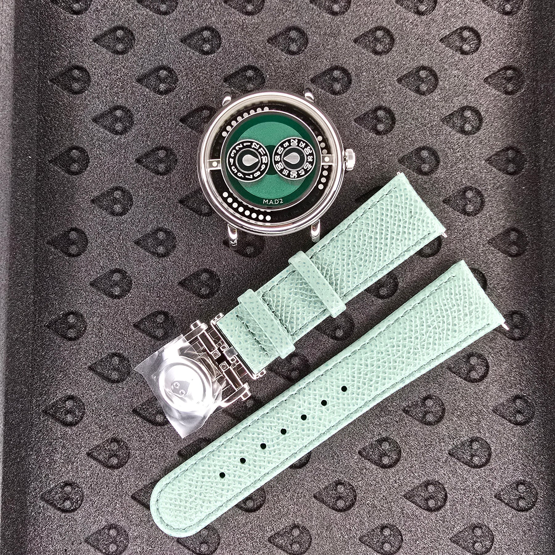 MB&F M.A.D.2 Green Raffle Edition watch, strap view