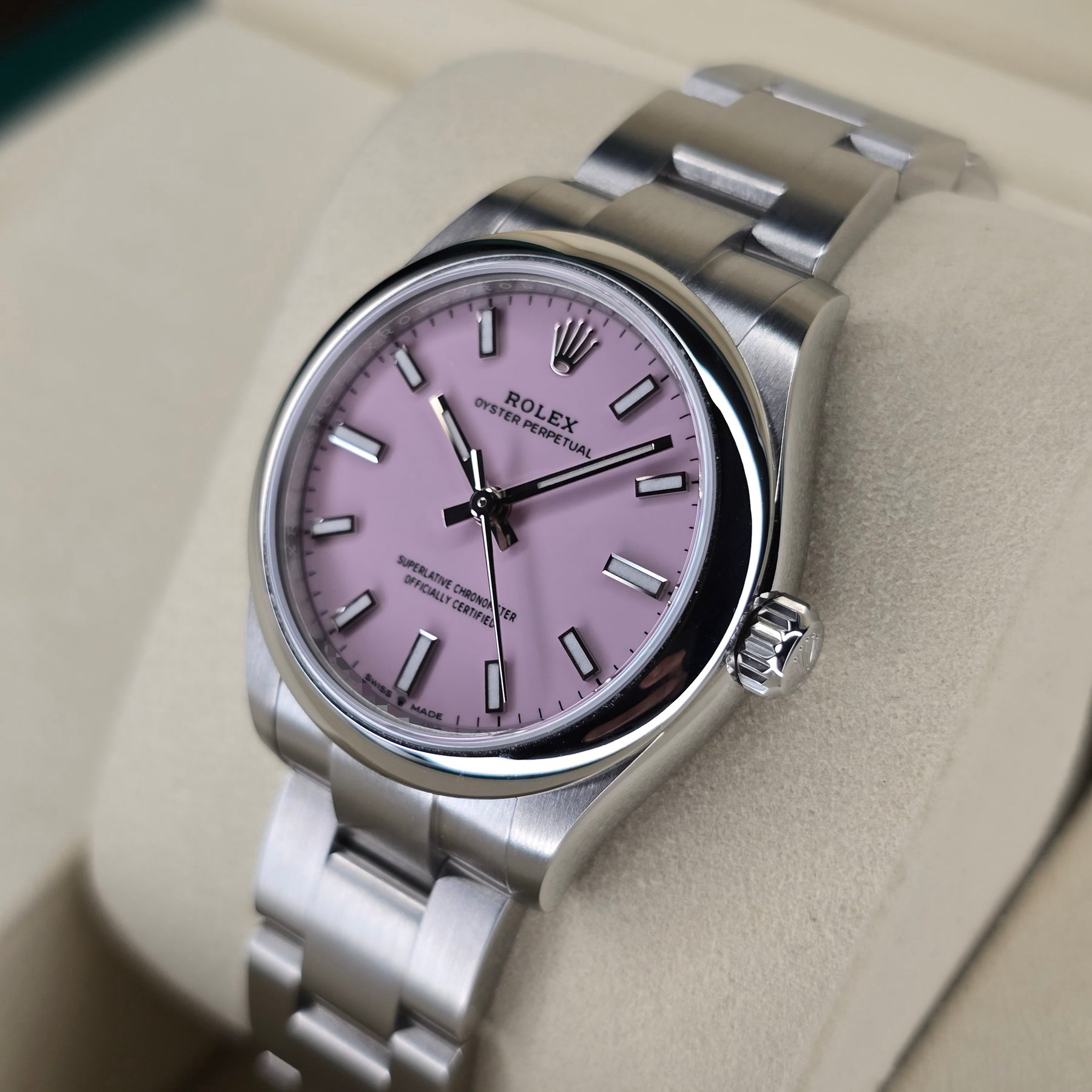 Rolex Oyster Perpetual 277200 Candy Pink right side case