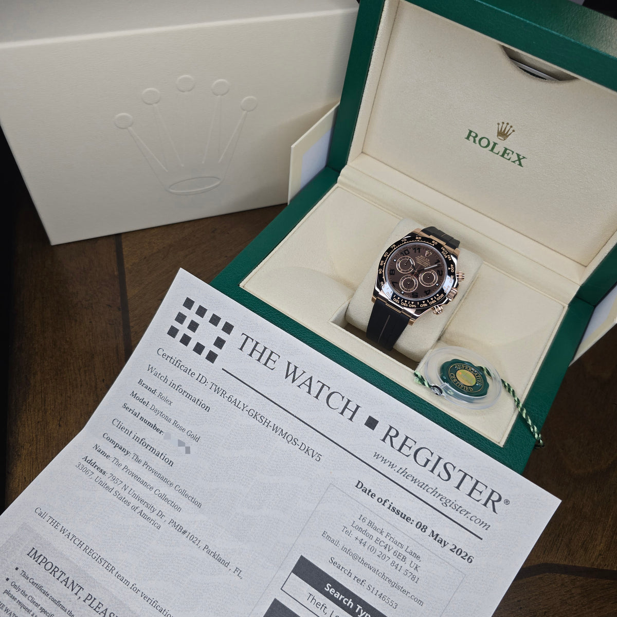 Rolex Cosmograph Daytona 116515LN Racing Rose Gold contents