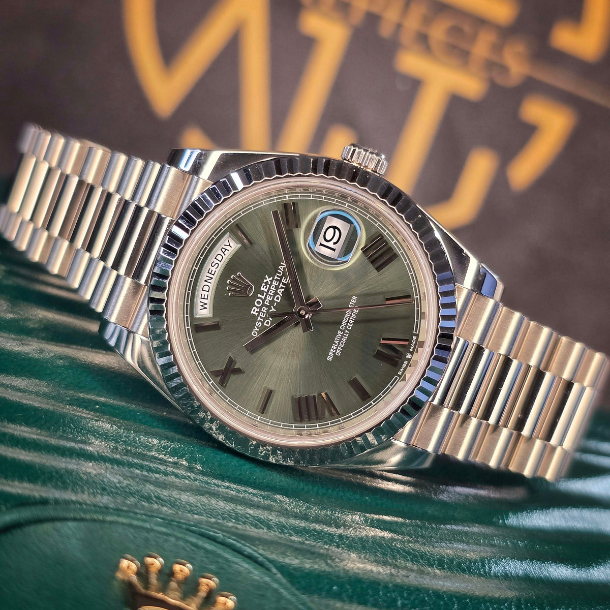 Rolex Day-Date 228239 olive front view