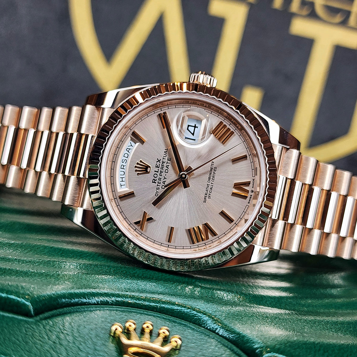 Rolex Day-Date Rose Gold 228235 front view