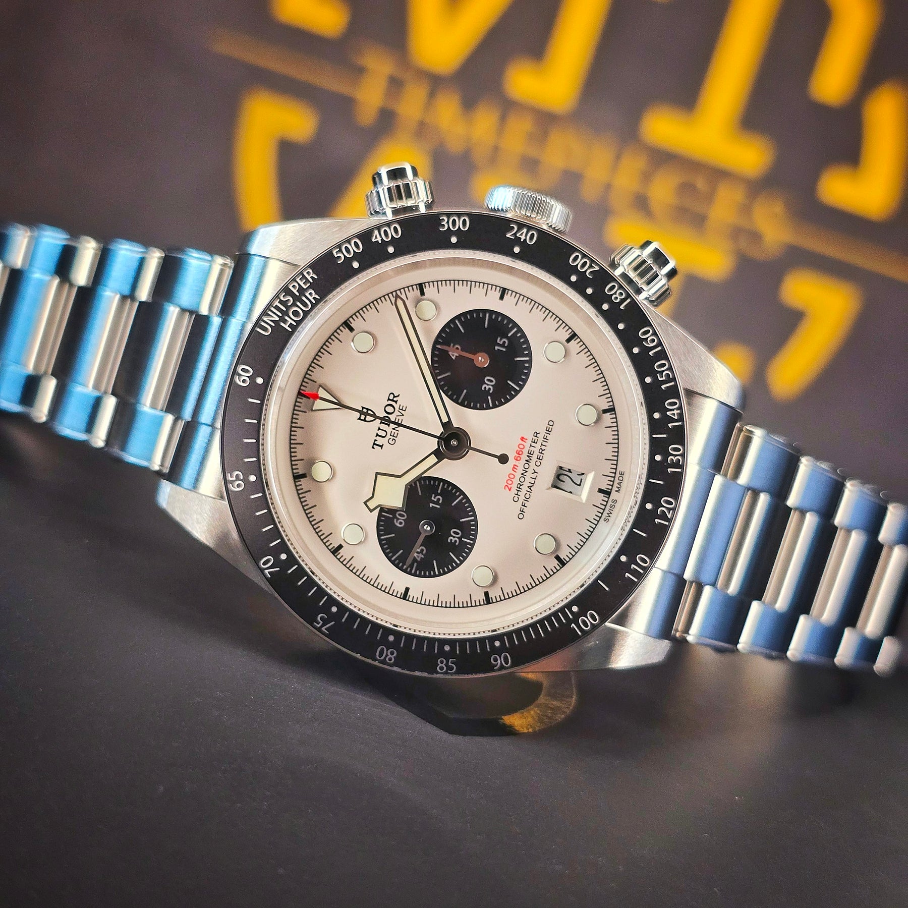 Tudor Black Bay Chrono Panda M79360N dial
