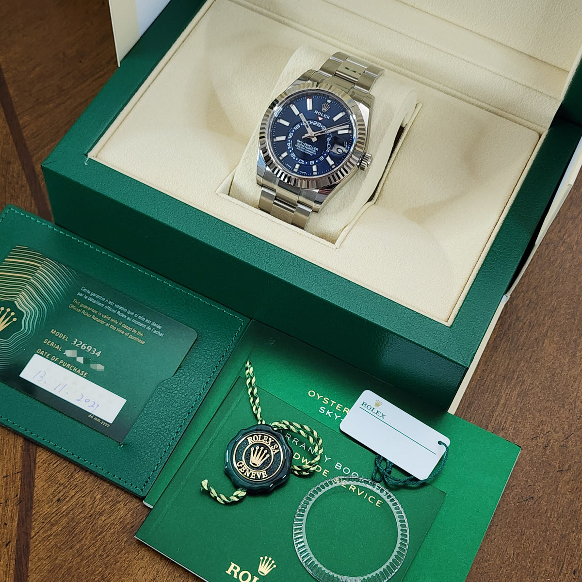 Rolex Sky-Dweller Blue Dial 326934 42mm full set view