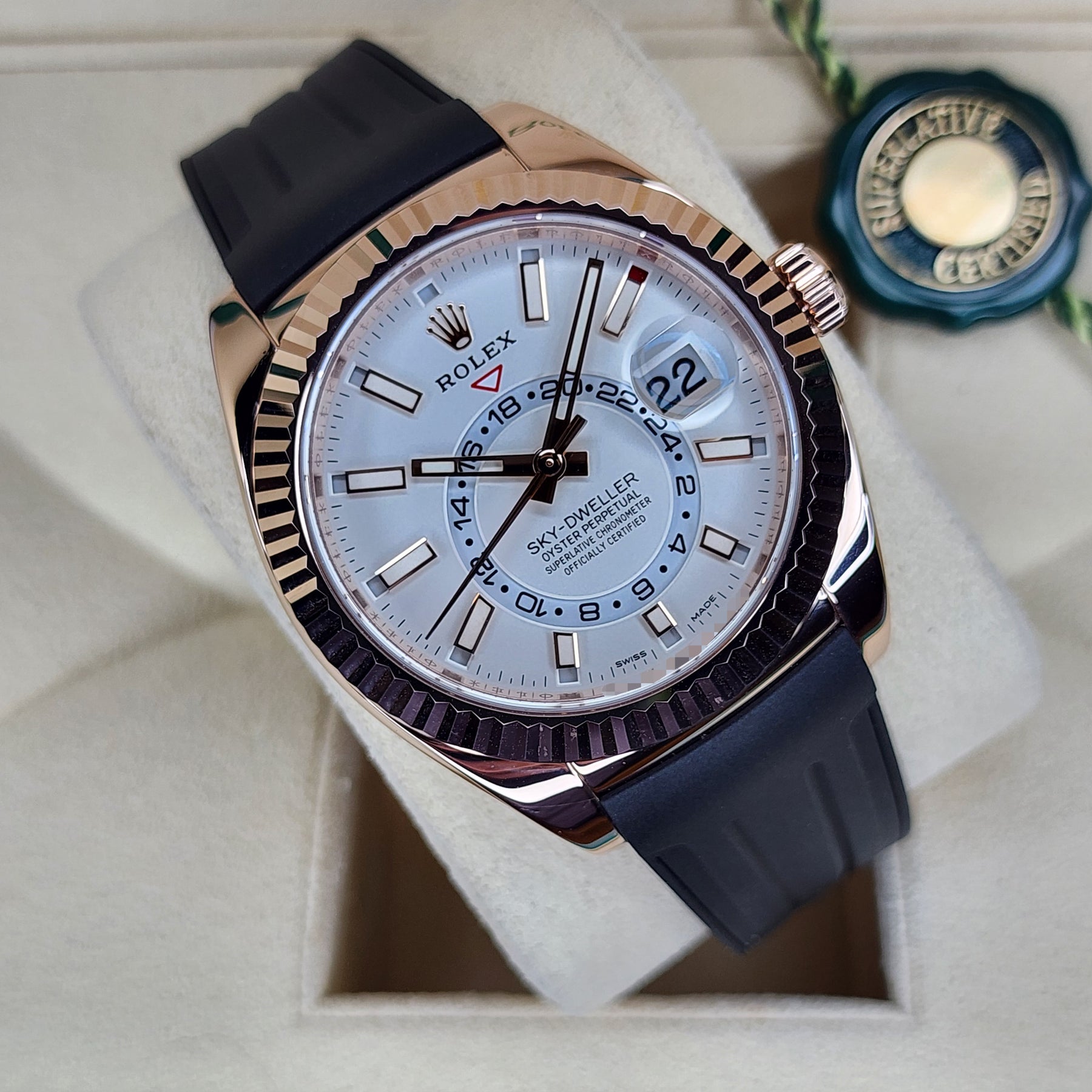 Rolex Sky-Dweller Rose Gold Ivory Dial 42mm