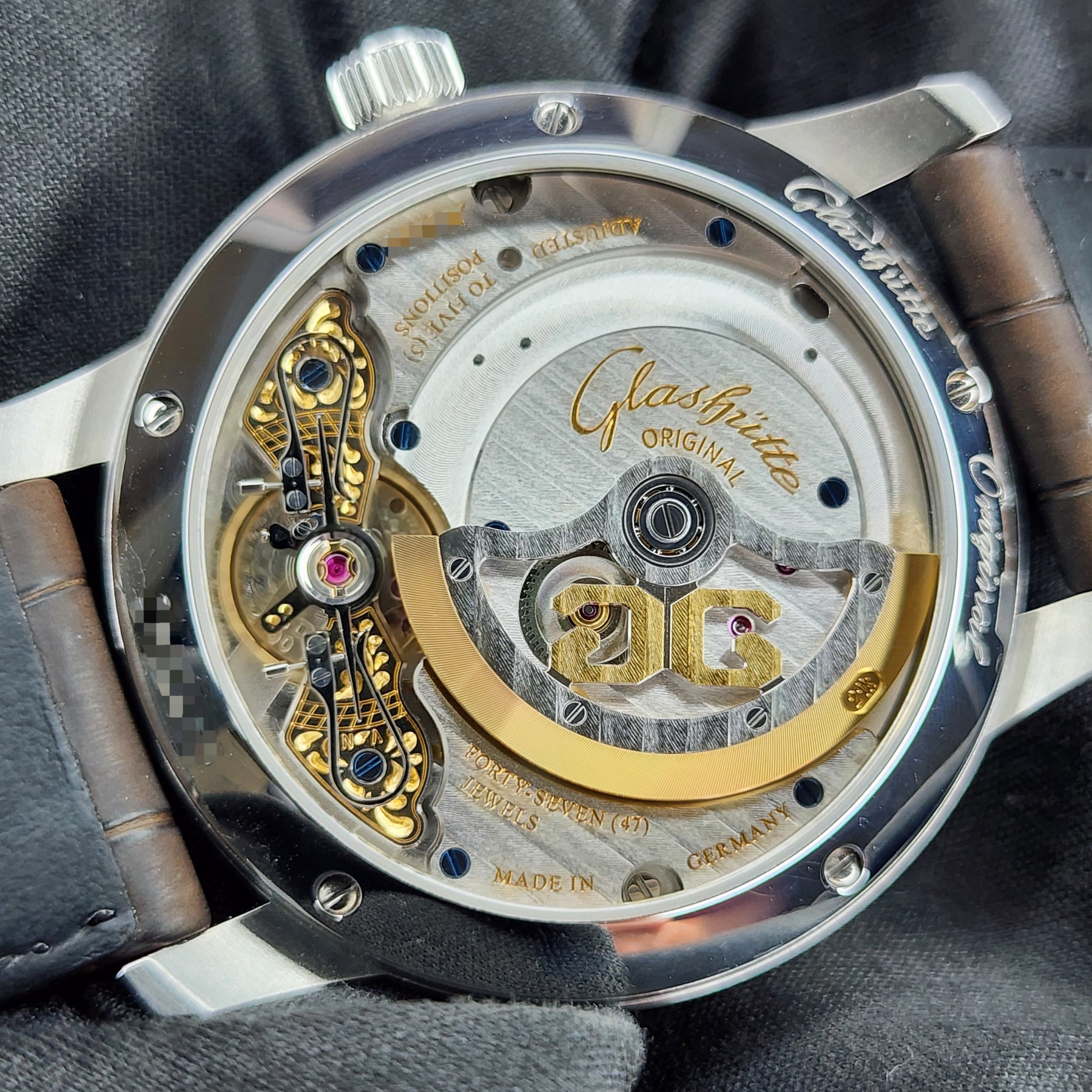 Glashutte Original PanoMaticLunar movement, caseback view