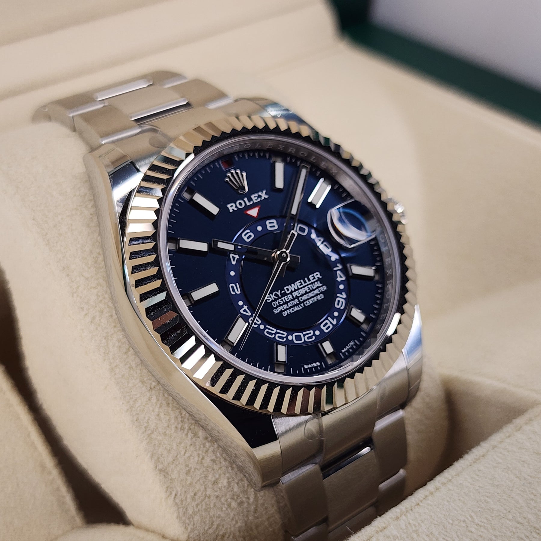 Rolex Sky-Dweller Blue Dial 326934 left side view