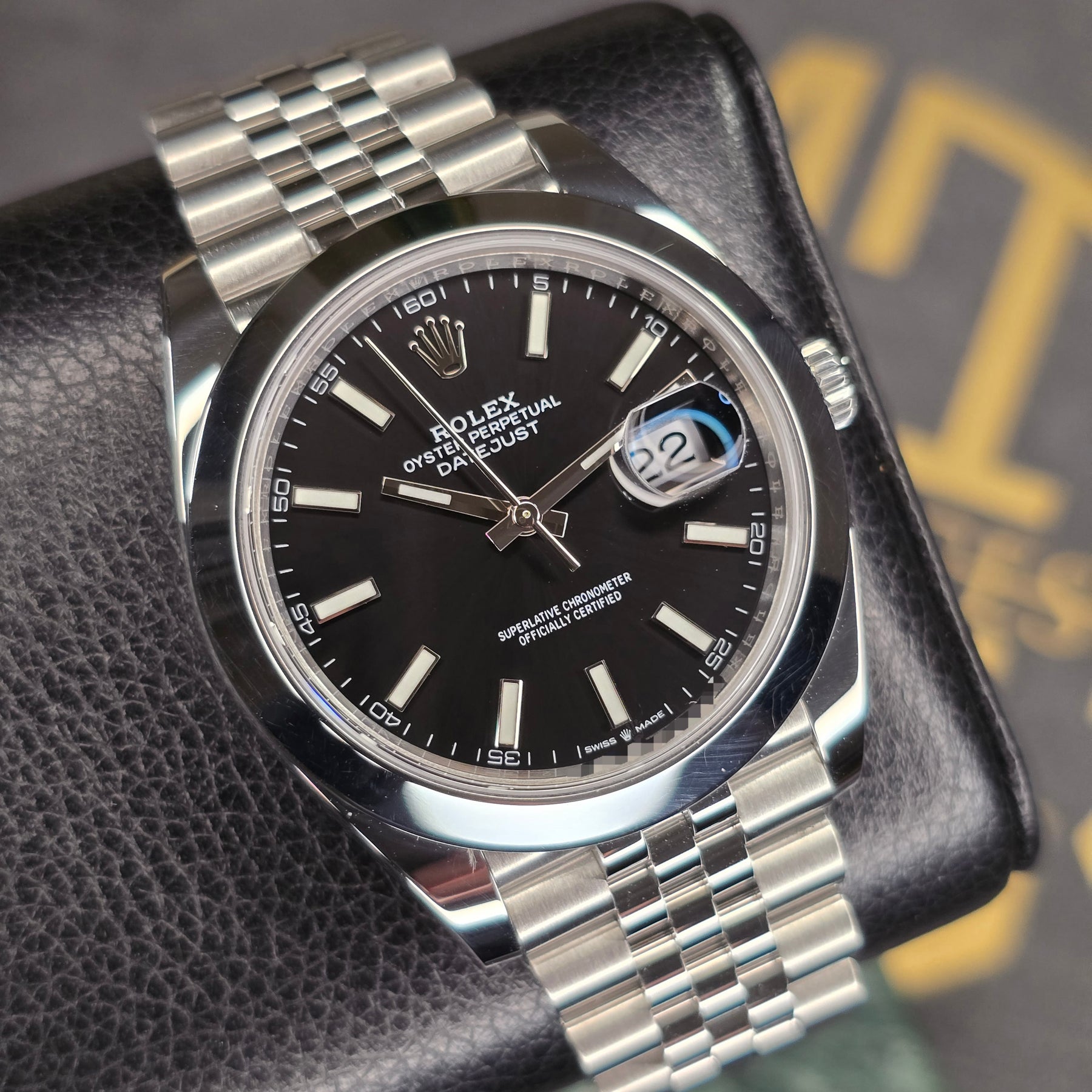 Rolex Datejust Bright Black dial 126300 front view