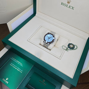 Rolex Daytona Platinum Ice Blue Baguette 116506 full set